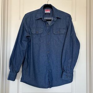 Wrangler Comfort Flex Denim Shirt Men’s Small Long Sleeve Western Workwear